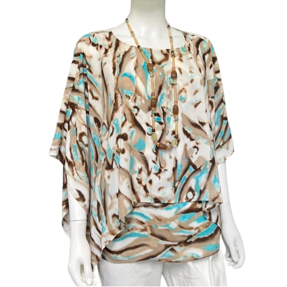 🛑 𝙎𝙊𝙇𝘿 𝙊𝙐𝙏 🛑 𝘾𝙝𝙞𝙘𝙤'𝙨 Travelers Collection Women’s Kimono Style Blouse Size 1 - Picture 1 of 13